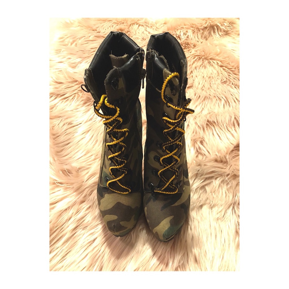 Camo Heeled Booties
